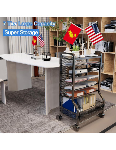 Carro de Almacenamiento SRJZMLY 7 Niveles Negro para Oficina