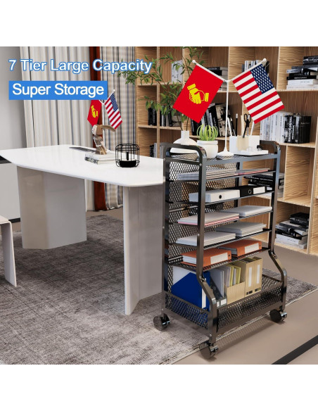 Carro de Almacenamiento SRJZMLY 7 Niveles Negro para Oficina