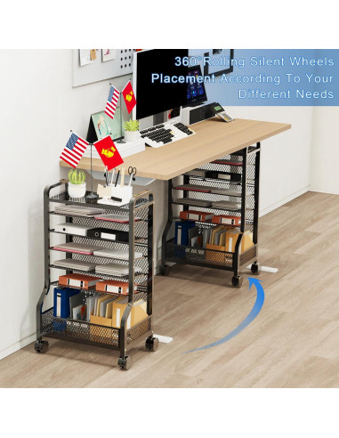 Carro de Almacenamiento SRJZMLY 7 Niveles Negro para Oficina