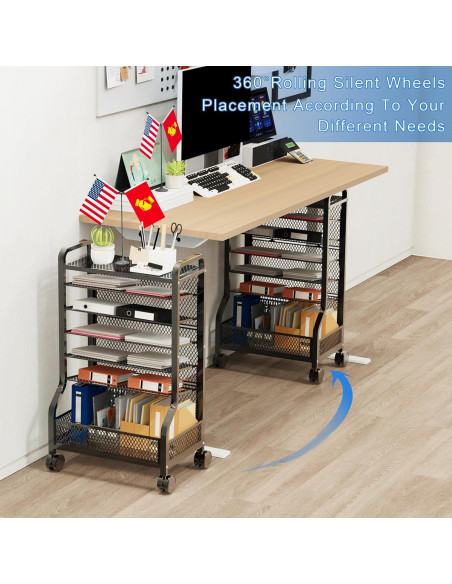 Carro de Almacenamiento SRJZMLY 7 Niveles Negro para Oficina