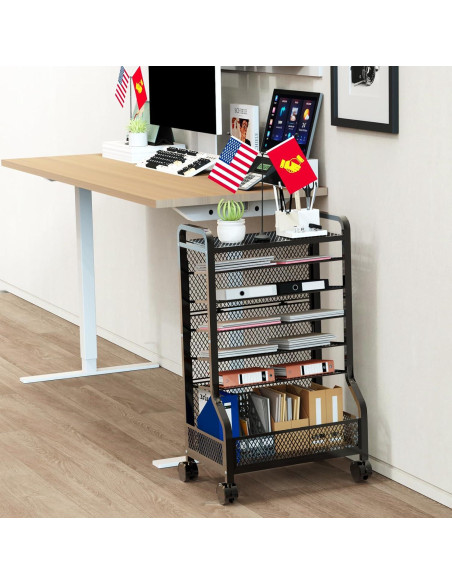 Carro de Almacenamiento SRJZMLY 7 Niveles Negro para Oficina