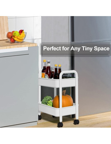 Carro de Almacenamiento Rodante 2 Niveles Melody House Blanco