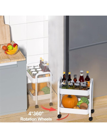 Carro de Almacenamiento Rodante 2 Niveles Melody House Blanco