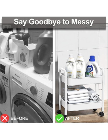 Carro de Almacenamiento Rodante 2 Niveles Melody House Blanco