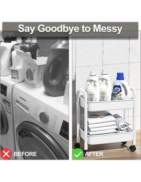 Carro de Almacenamiento Rodante 2 Niveles Melody House Blanco