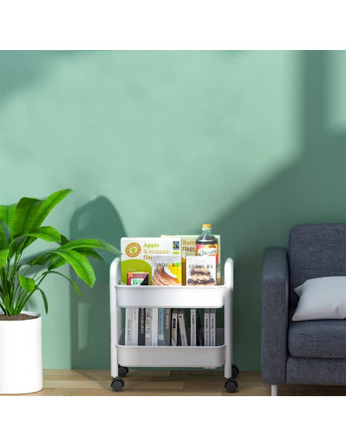 Carro de Almacenamiento Rodante 2 Niveles Melody House Blanco