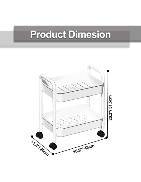 Carro de Almacenamiento Rodante 2 Niveles Melody House Blanco