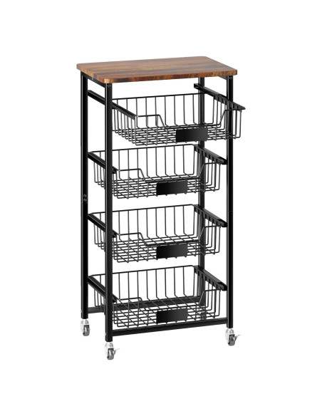 Carro de Cocina OKZEST 5 Niveles Marrón Rústico Extraíble