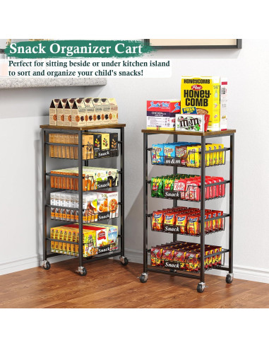 Carro de Cocina OKZEST 5 Niveles Marrón Rústico Extraíble