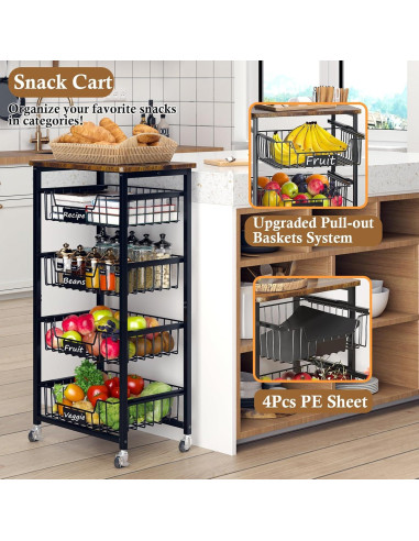 Carro de Cocina OKZEST 5 Niveles Marrón Rústico Extraíble