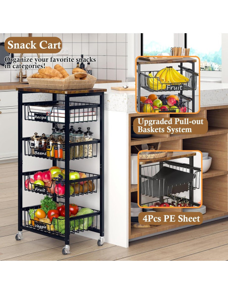 Carro de Cocina OKZEST 5 Niveles Marrón Rústico Extraíble