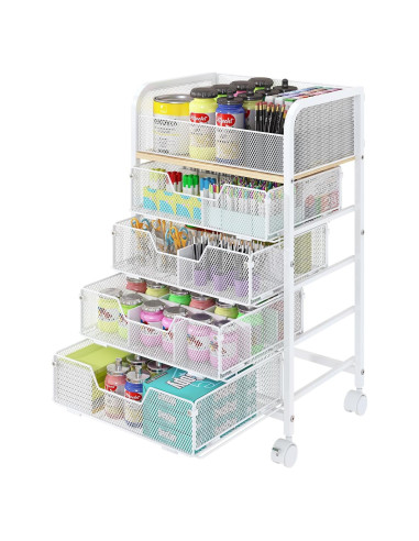 Carro Organizador Yociyoga 5 Niveles Blanco con Ruedas