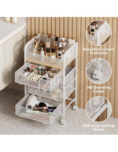 Carro Organizador Yociyoga 5 Niveles Blanco con Ruedas