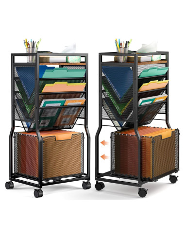 Carro de archivo rodante DAOUTIME 8 niveles con ruedas