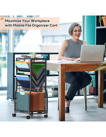 Carro de archivo rodante DAOUTIME 8 niveles con ruedas Carro de archivo rodante DAOUTIME 8 niveles con ruedas