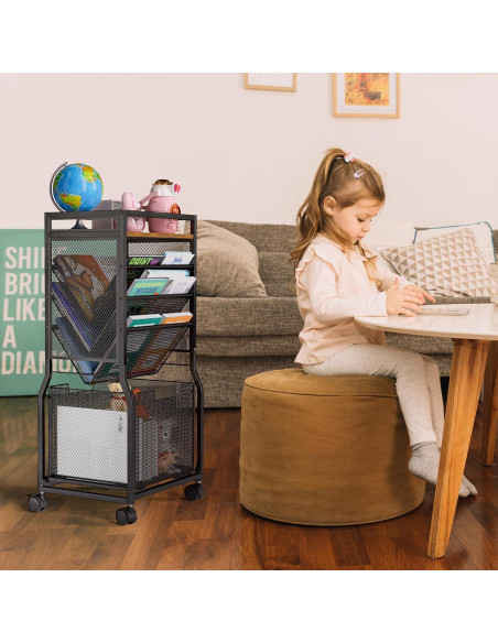 Carro de archivo rodante DAOUTIME 8 niveles con ruedas Carro de archivo rodante DAOUTIME 8 niveles con ruedas