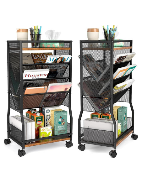 Carro de Libros Rodante DAOUTIME 8 Niveles 18.14 kg