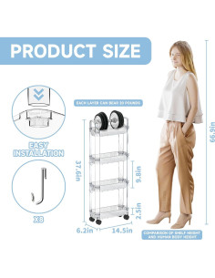 Carrito de Almacenamiento Yieach 4 Niveles Transparente 2