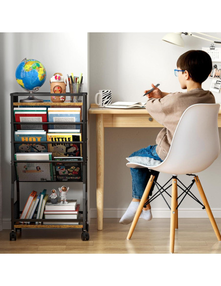 Carro de Libros Rodante DAOUTIME 8 Niveles 18.14 kg