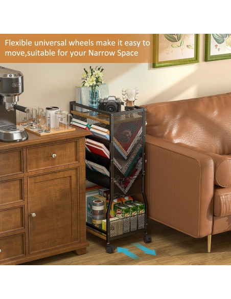 Carro de Libros Rodante DAOUTIME 8 Niveles 18.14 kg