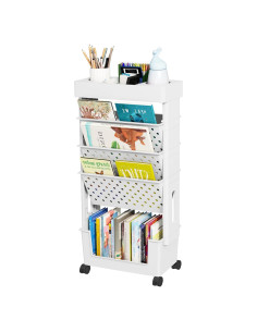 Estantería Móvil 5 Niveles Yeavs Blanca para Oficina y Aula