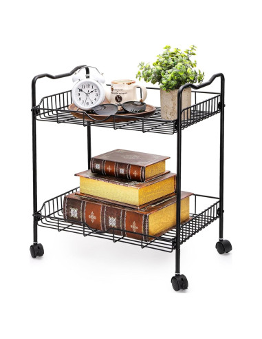 Carro de Utilidad Rodante Cididu 2 Niveles Negro 42.9x30.5x49.5 cm