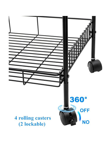 Carro de Utilidad Rodante Cididu 2 Niveles Negro 42.9x30.5x49.5 cm