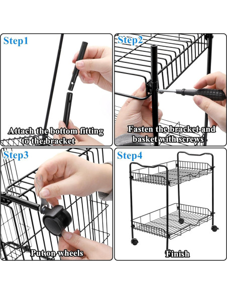 Carro de Utilidad Rodante Cididu 2 Niveles Negro 42.9x30.5x49.5 cm