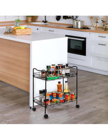 Carro de Utilidad Rodante Cididu 2 Niveles Negro 42.9x30.5x49.5 cm