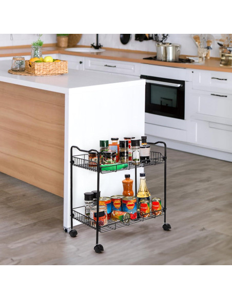 Carro de Utilidad Rodante Cididu 2 Niveles Negro 42.9x30.5x49.5 cm