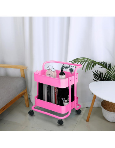 Carro de Almacenamiento Rodante Melody House 2 Niveles Rosa