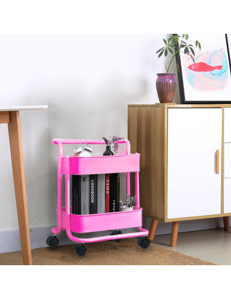 Carro de Almacenamiento Rodante Melody House 2 Niveles Rosa