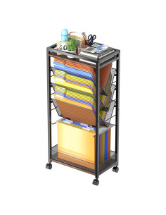 Carro de archivo rodante LIDTOP 8 niveles negro 4.94 kg