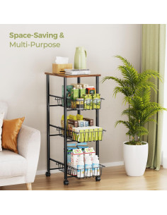 Carro Organizador Delamu 4 Niveles con Ruedas Negro 2