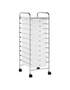 Carro de Almacenamiento Rodante Yaheetech 10 Cajones Blanco