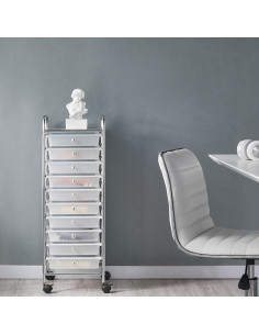 Carro de Almacenamiento Rodante Yaheetech 10 Cajones Blanco 2