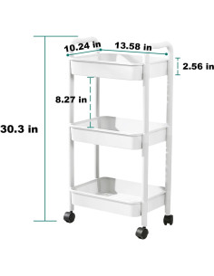 Carro Rodante de 3 Niveles QPEY Blanco Organizador Multifuncional 2