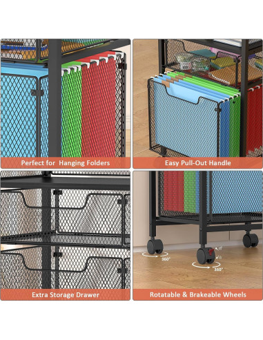 Carro de Archivo Rodante Huxitocan 4 Niveles Negro