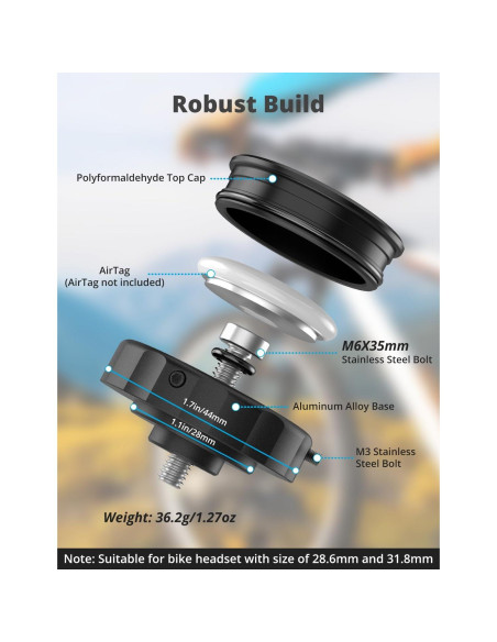 Soporte Oculto para AirTag Bicicleta Supmega IP67 Negro