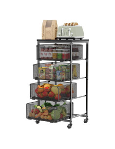 Carro de Almacenamiento Yociyoga 4 Niveles Metal Negro 65,4 cm