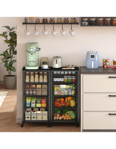 Carro de Almacenamiento Yociyoga 4 Niveles Metal Negro 65,4 cm