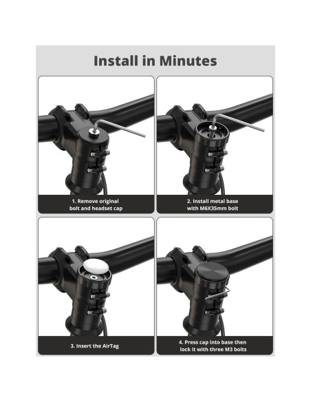 Soporte Oculto para AirTag Bicicleta Supmega IP67 Negro