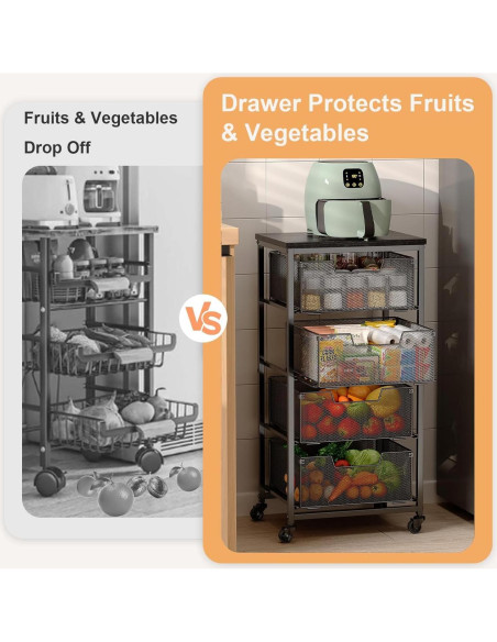 Carro de Almacenamiento Yociyoga 4 Niveles Metal Negro 65,4 cm