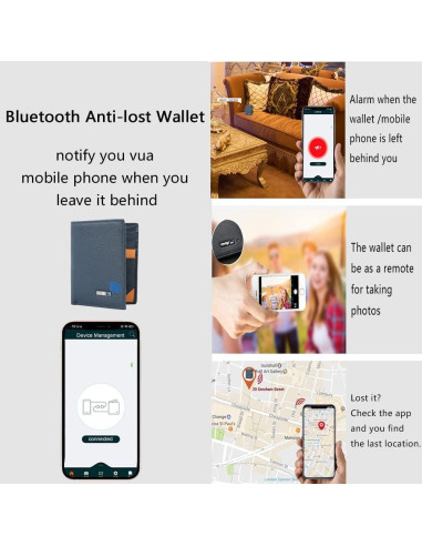 Billetera Bluetooth Anti-Pérdida Donmia Azul Minimalista