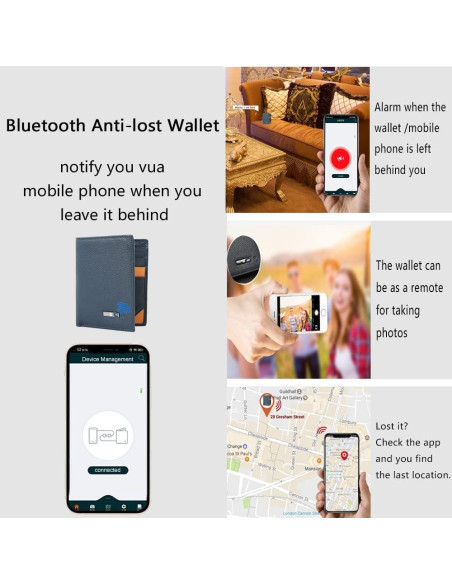 Billetera Bluetooth Anti-Pérdida Donmia Azul Minimalista