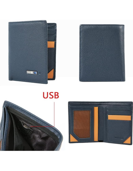 Billetera Bluetooth Anti-Pérdida Donmia Azul Minimalista