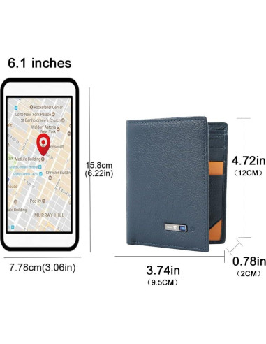 Billetera Bluetooth Anti-Pérdida Donmia Azul Minimalista