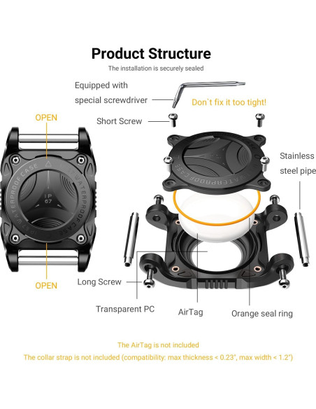 Soporte para Collar de Perro VersoraX AirTag Impermeable