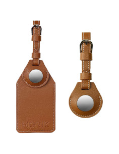 Etiqueta de Equipaje MORIK Cuero Vegano para AirTag Marrón