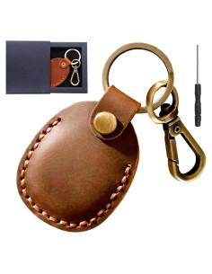 Soporte de Llavero Airtag APY de Cuero Marrón Hecho a Mano